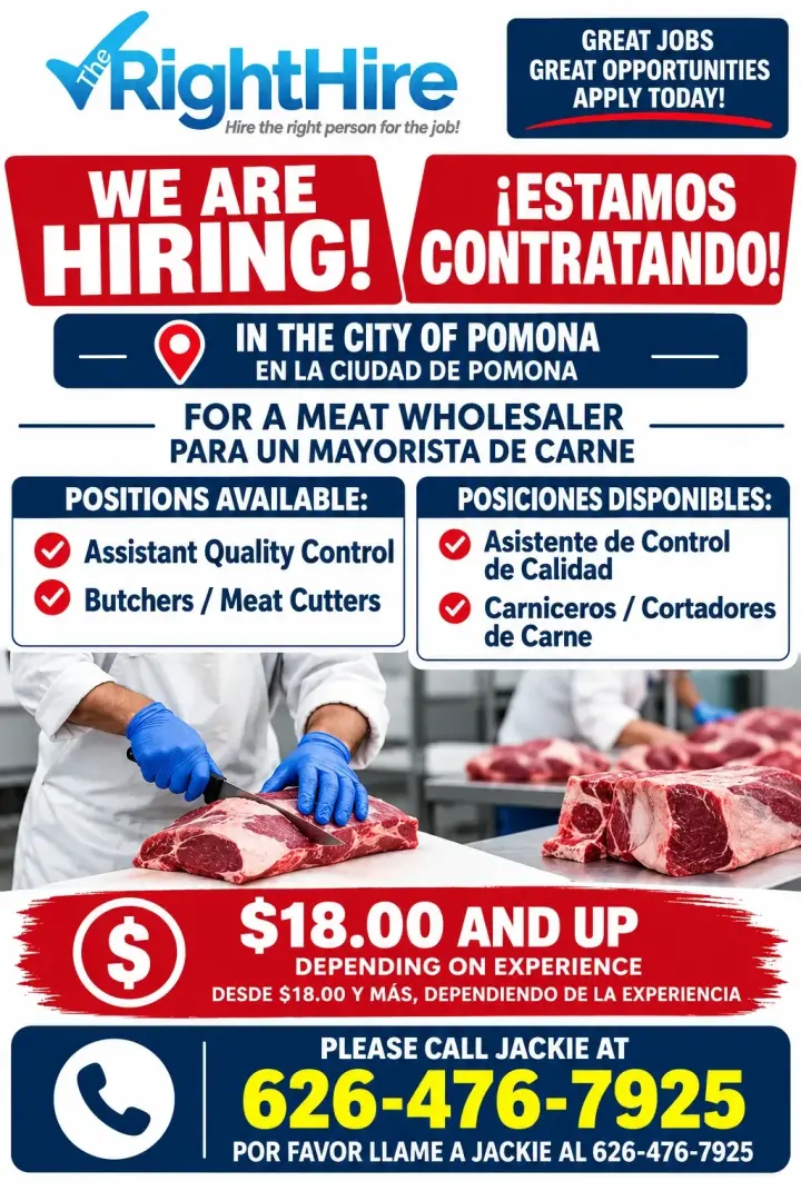 WE ARE HIRING! ESTAMOS CONTRATANDO!