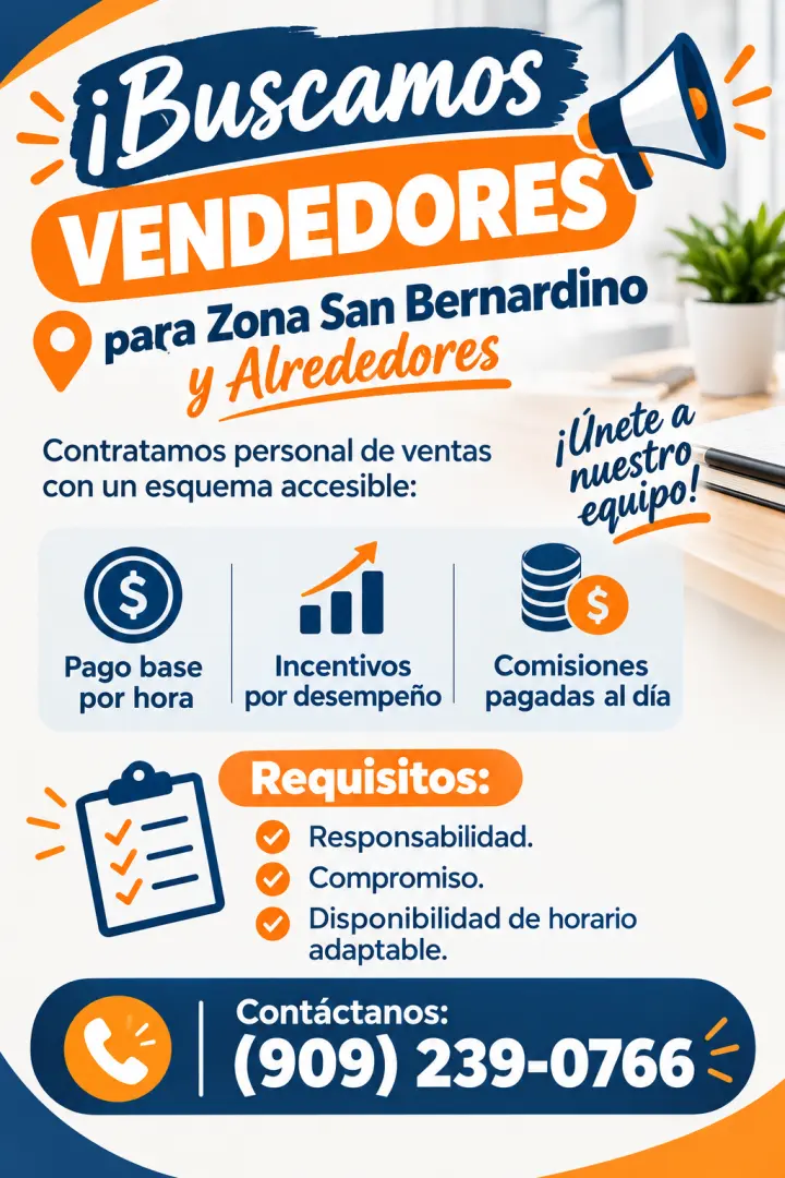 Vendedores para Zona San Bernardino y Alrededores