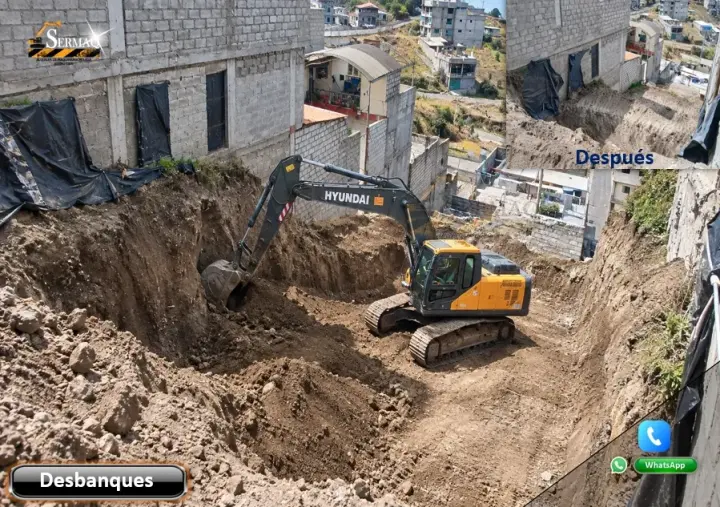 Limpieza de terrenos, Desbanques, Demolición, Excavación