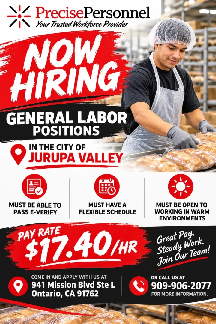 Se Busca: Posiciones de Trabajo General en Jurupa Valley