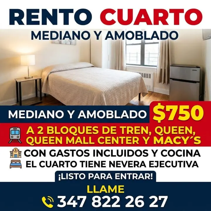 Rento 750 cuarto 2 Queens