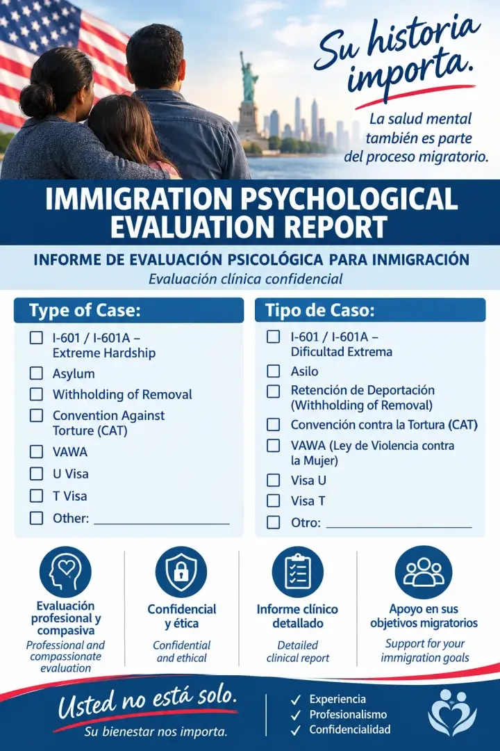EVALUACIONES PSICOLÓGICAS PARA INMIGRACIÓN