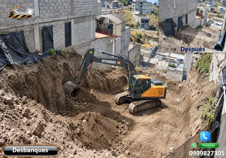 Limpieza de terrenos, Desbanques, Demolición, Excavación.