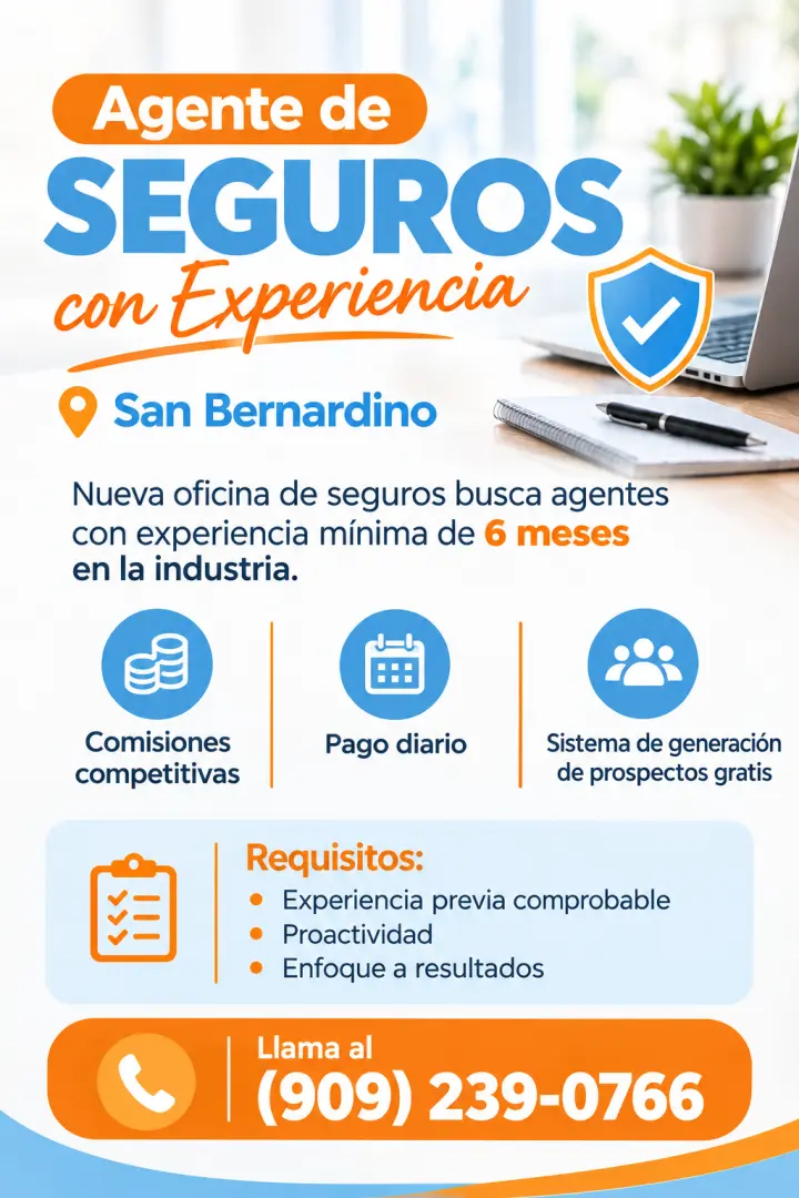 Agente de Seguros con Experiencia – San Bernardino