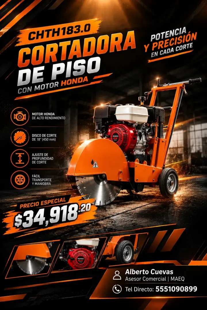 CORTADORA DE PISO CHTH183.0 | POTENCIA Y PRECISIÓN PARA TU OBRA