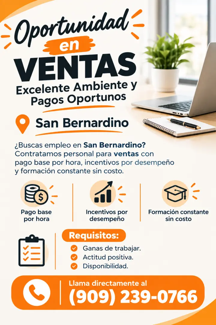 Oportunidad en Ventas – Excelente Ambiente y Pagos Oportunos
