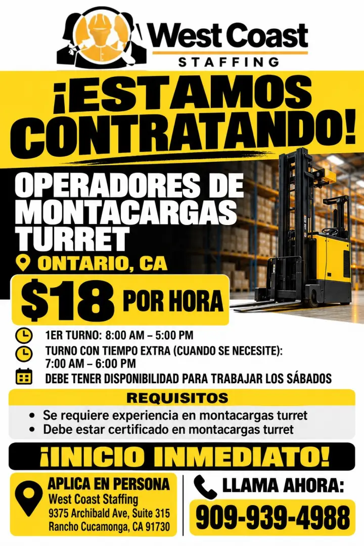 Operadores De Montacarga/Forklift- Turret