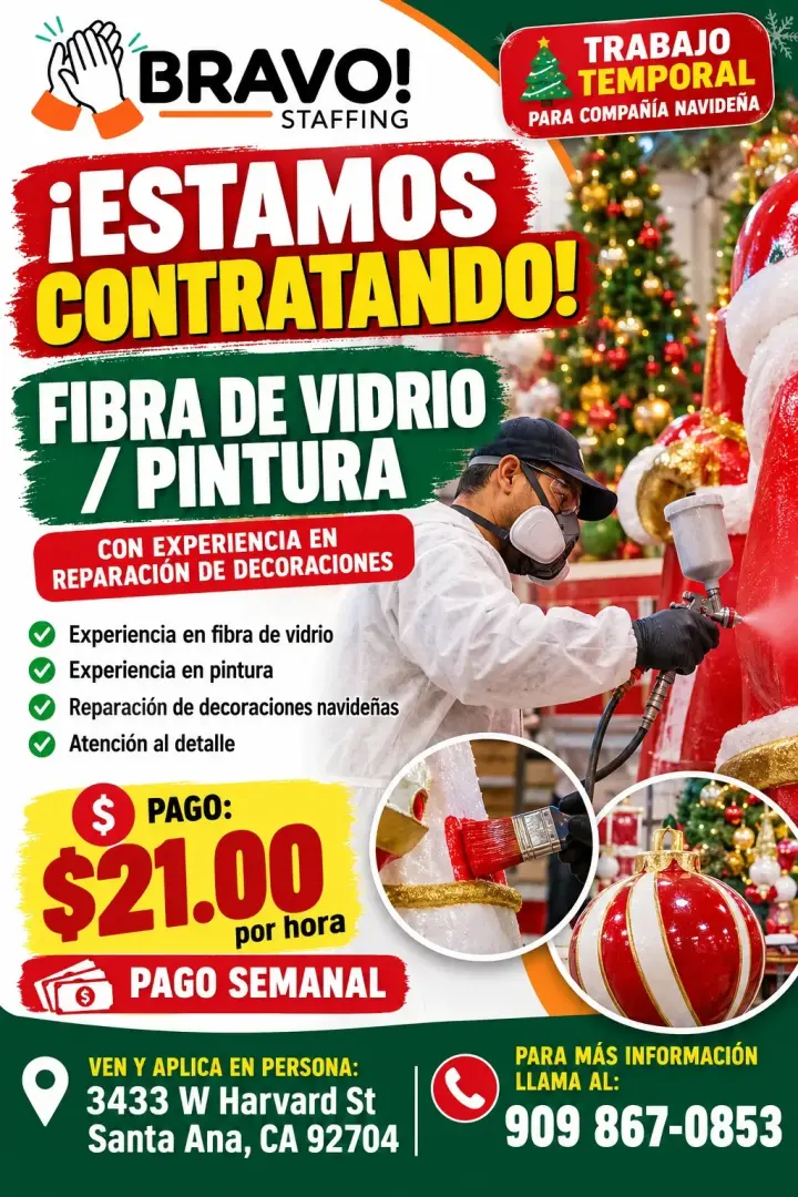 Se Solicita un Persona De Pintura de Fibra De Vidrio