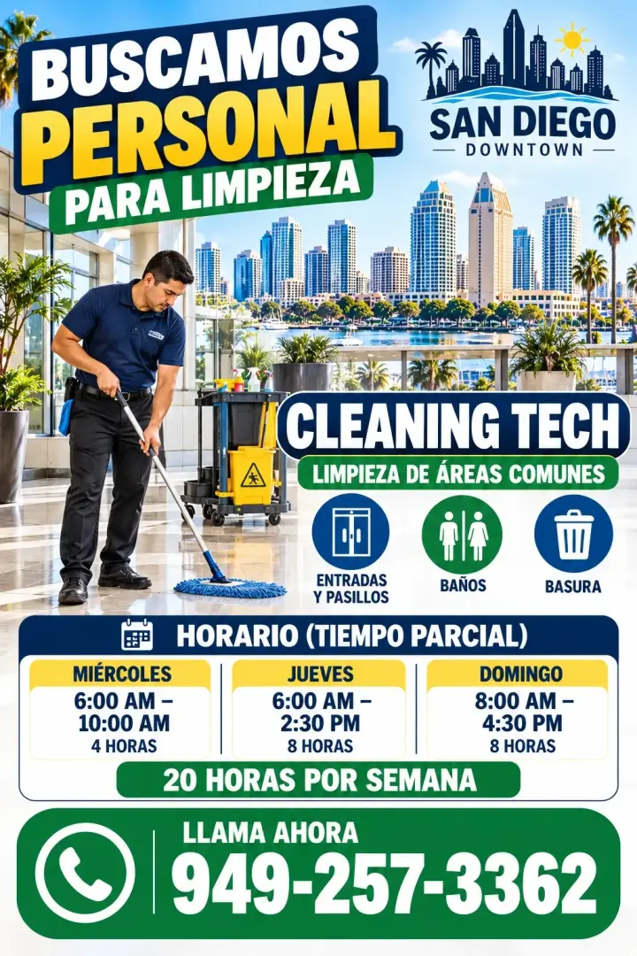 TRABAJO DE LIMPIEZA EN SAN DIEGO PART TIME