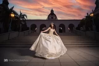 mendez films XV photo shoot with sunset
