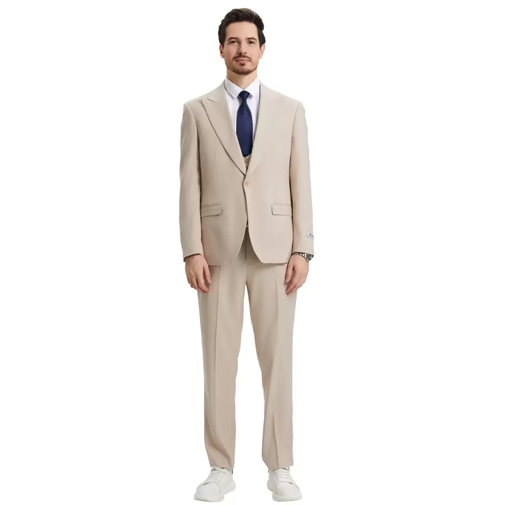 Stacy Adams Suit Mens Olive 3 Piece Suit DB Vest Vinci main image 0